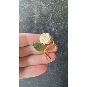Van Dell 12K Gold Filled Celluloid Floral Brooch Vintage
